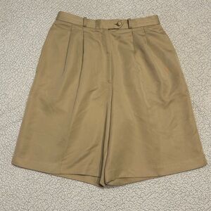 Talbots Women's Khaki Dress Shorts Size 6 Tan Flat Front Classic Casual Career